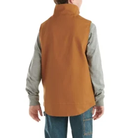 Chlapecká plátěná vesta s předním zipem a podšívkou ze sherpa fleece