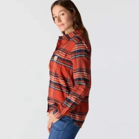 Dámská košile s volným střihem z řady Tencel™ Fiber Series s kostkovaným vzorem