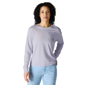 Dámské volné tričko s dlouhým rukávem, mikinou s kulatým výstřihem a kapsou z materiálu Tencel