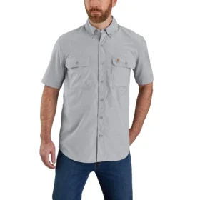 Pánská košile Force Sun Defender™ z chambray s volným střihem a krátkými návleky na ruce – košile s ochranou proti slunci