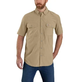 Pánská košile Force Sun Defender™ z chambray s volným střihem a krátkými návleky na ruce – košile s ochranou proti slunci