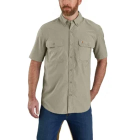 Pánská košile Force Sun Defender™ z chambray s volným střihem a krátkými návleky na ruce – košile s ochranou proti slunci