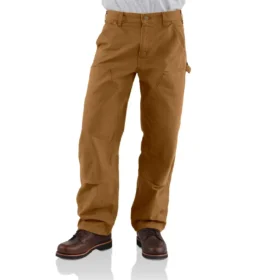 Pánské volné rovné kalhoty carhartt B136 z vyprané plátěné látky s dvojitým zesílením na kolenou pro tesaře