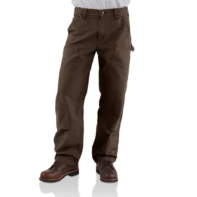 Pánské volné rovné kalhoty carhartt B136 z vyprané plátěné látky s dvojitým zesílením na kolenou pro tesaře